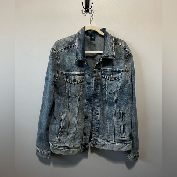 George Acid Wash Jean Denim Button Jacket L (42-44) - Picture 1 of 7